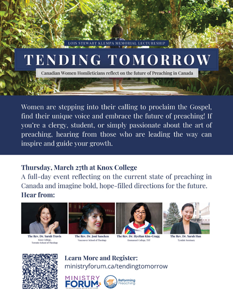 Tending Tomorrow - Canadian Women Homileticians, March 27